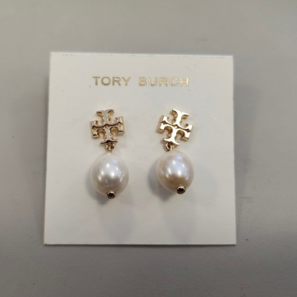 NWT Tory Burch Gold-Tone Kira Genuine Pearl Drop Earrings - Picture 1 of 4